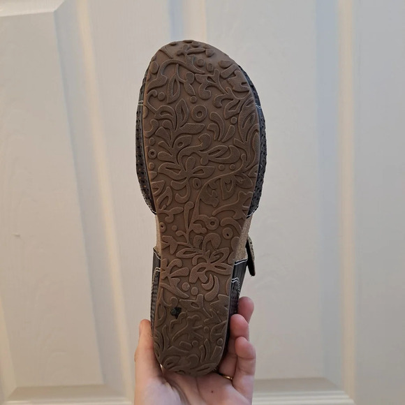 L'artiste Black Leather Tan Cute Girly Slip On Spoorti-B Clogs Size 38 7.5 - Picture 5 of 8